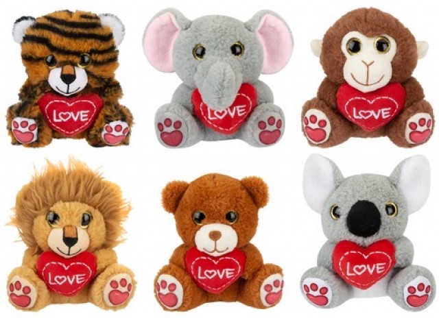 (Mis 0) ANIMALI CON CUORE Peluche 12cm 6ass…x12…x120